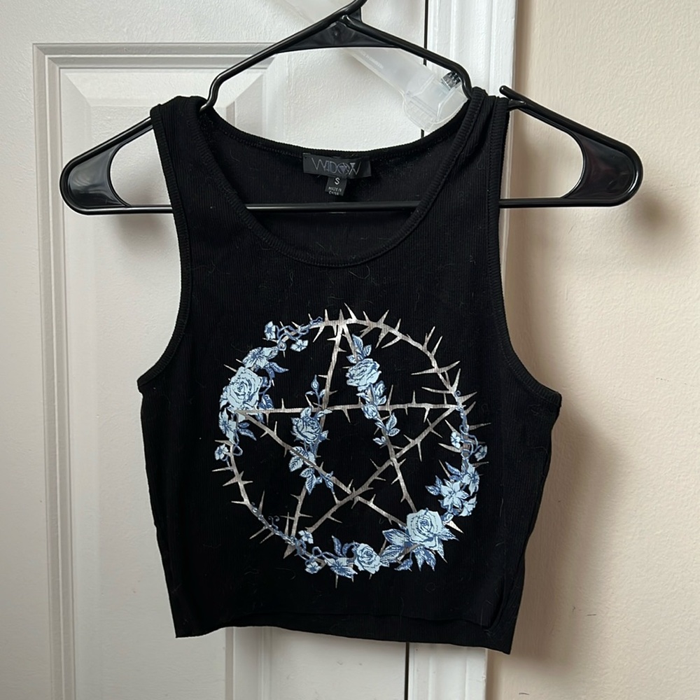 DOLLS KILL WIDOW, S, cropped pentacle tank, cybergoth